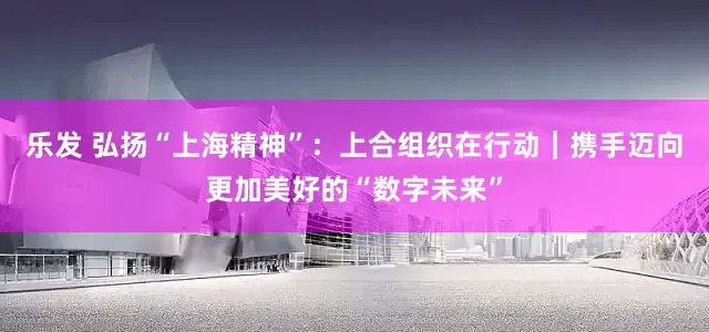 乐发 弘扬“上海精神”：上合组织在行动｜携手迈向更加美好的“数字未来”