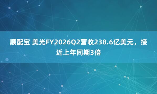 顺配宝 美光FY2026Q2营收238.6亿美元，接近上年同期3倍